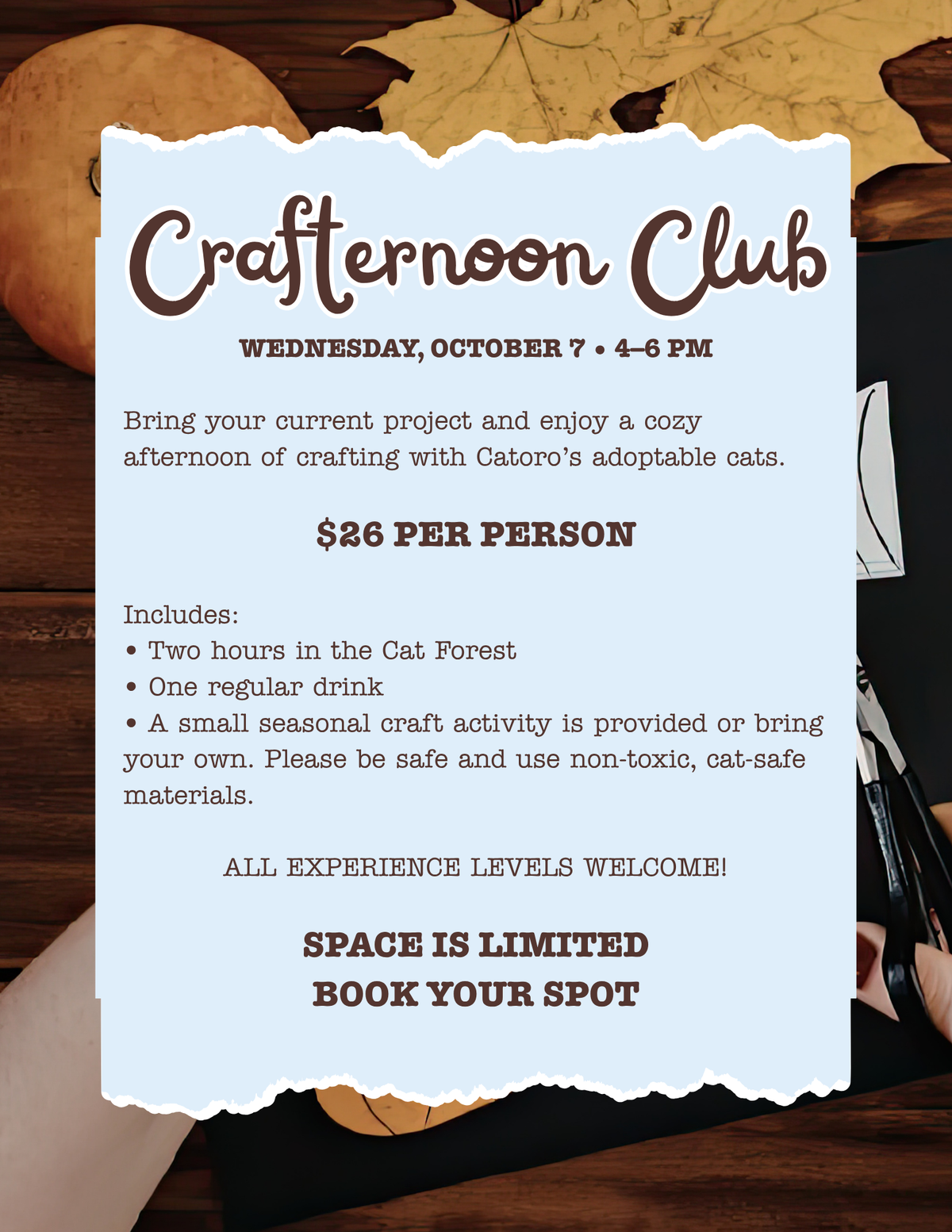 Crafternoon Club - October 7, 2026