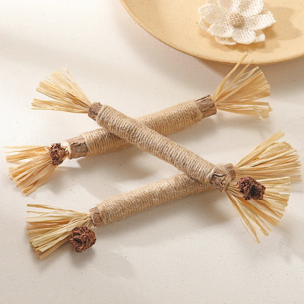 Natural Matatabi Silvervine & Raffia Dental Stick Toy - Single